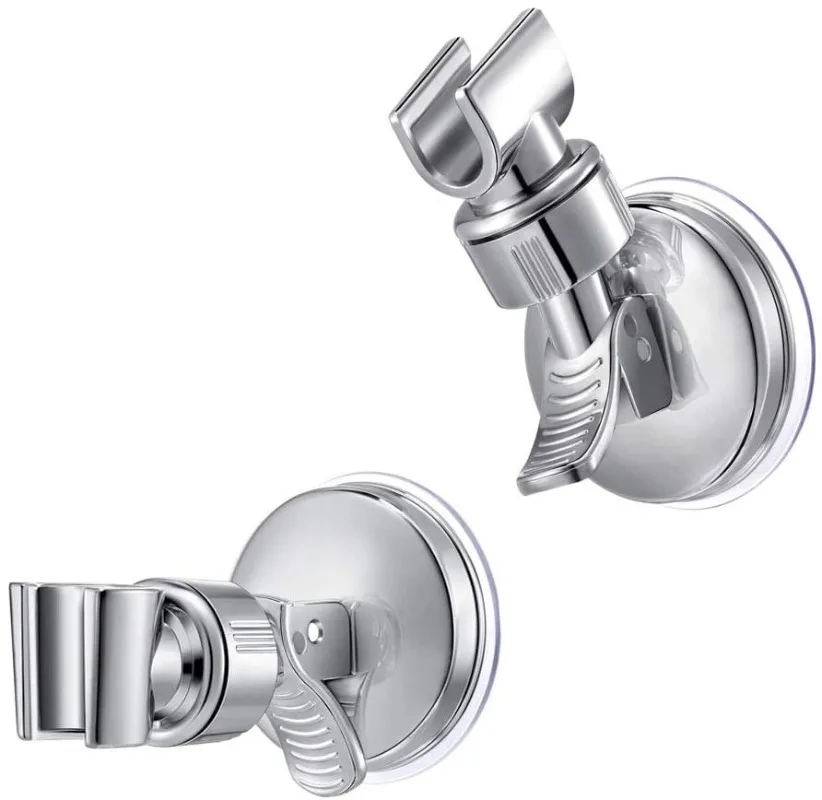 Support de Douchette à Main Réglable avec Ventouse, Tête de Rail de Douche Entièrement Plaquée, Support Universel, Rotation Stable