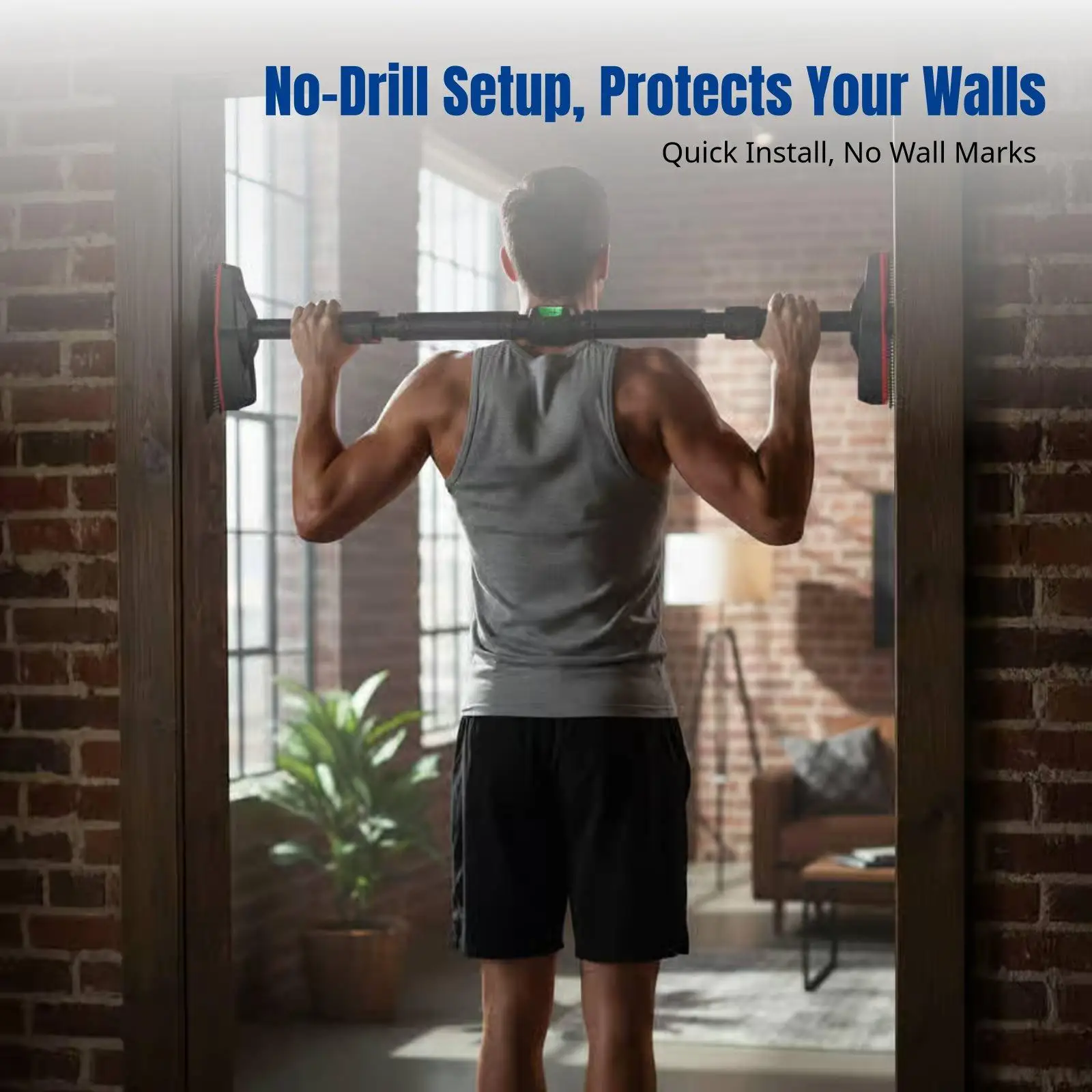 Heavy Duty Door Frame Pull Up Bar Carbon Steel Five Level Lock No Drilling Chin Up Bar for Home Gym Doorway Use