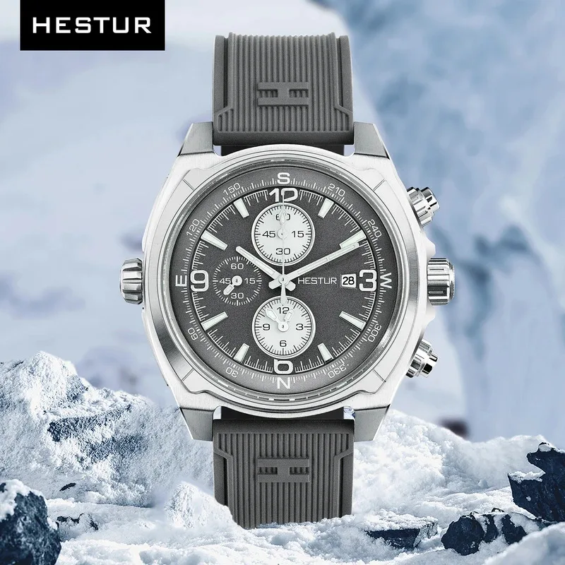 Hestur Men's Solar Quartz Watch 44.5mm, Military Tactical, Field, Titanium Case, Sapphire, 150bar, Original Wrist Watches