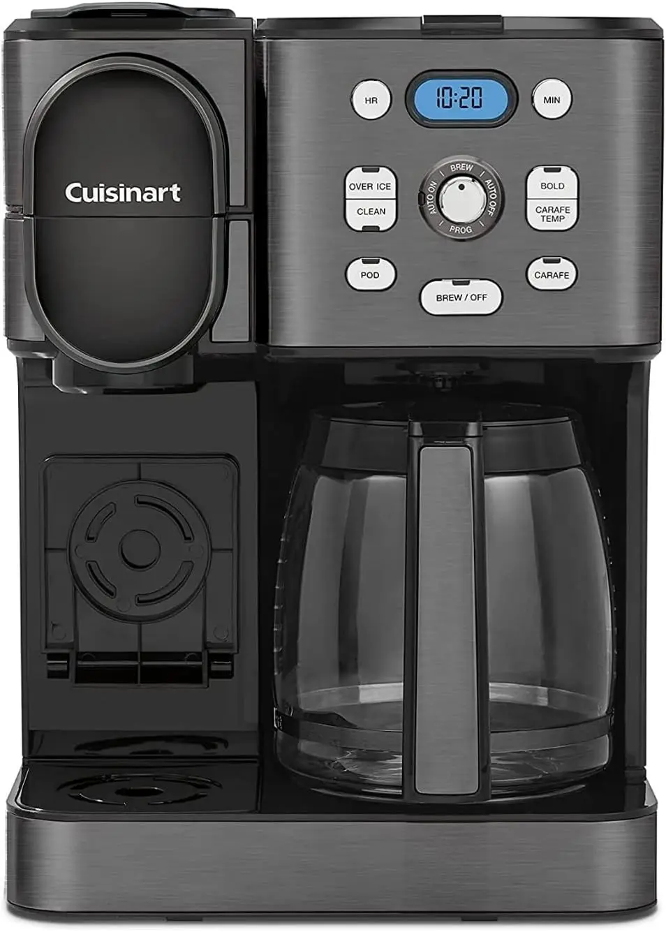 

12-Cup Coffee Maker with Single-Serve Brewer, Hot & Iced Brewing, Strength Control, Pause Feature, Black Stainless Steel