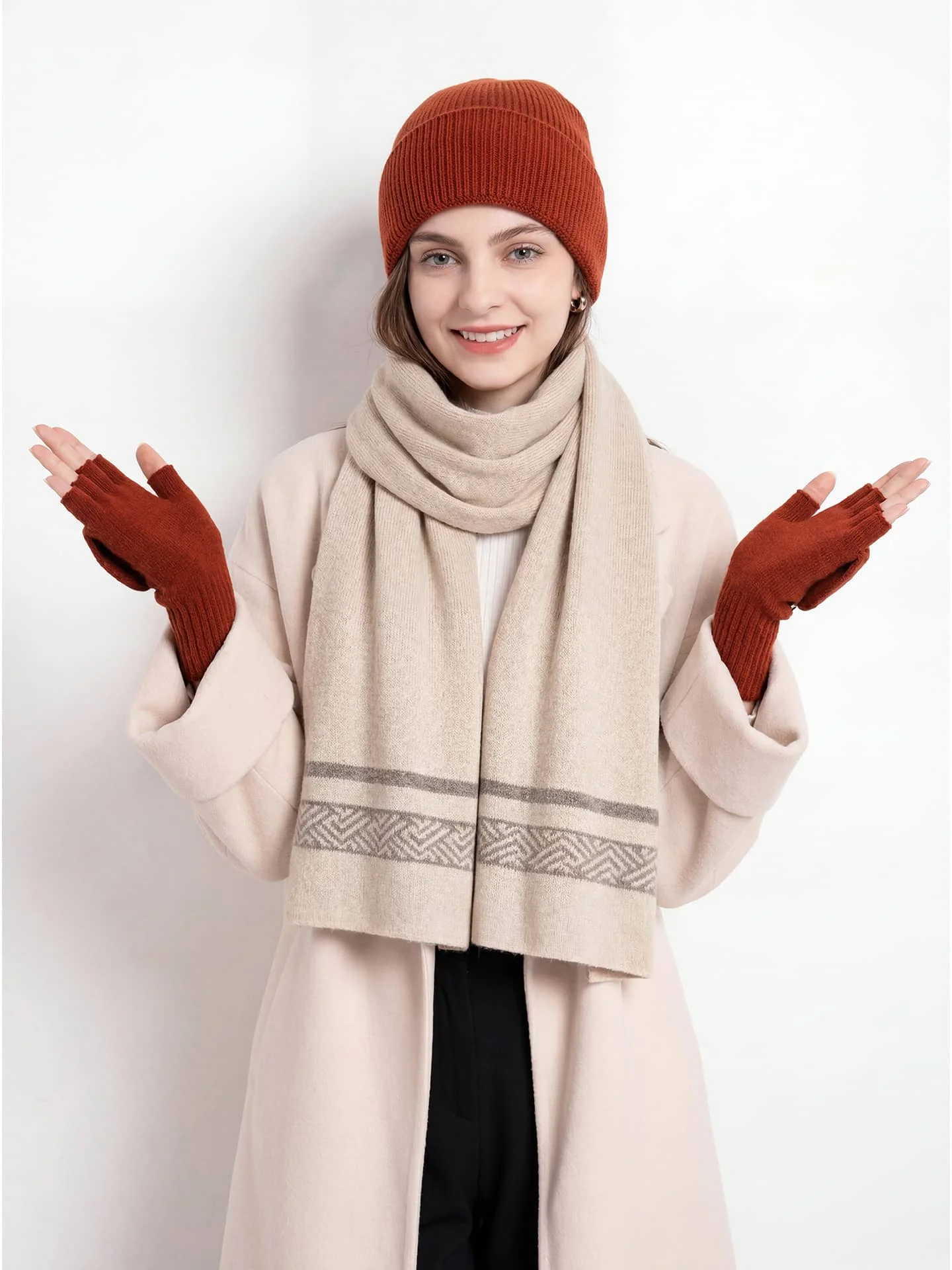 100% Merino Wool Women's Contrasting Color Scarf Autumn Winter Thick Casual Fashion Cashmere Knitted Scarf
