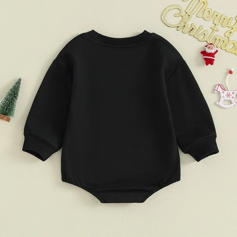 

Newborn Baby Girls Christmas Rompers Santa Claus Print Round Neck Long Sleeve Bodysuit Infant Loose Jumpsuits