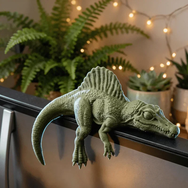 Sleeping T-Rex Monitor Topper Figurines 3D Printed Mini Lazy Dinosaur Ornaments for Desk/Monitor/Shelf Cute Jurassic Dino Decor view 4