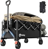 Foldable with Expandable Tailgate 250 L 150 kg, All Terrain Fishing Trolley, Foldable Handcart Foldable from Four Directions