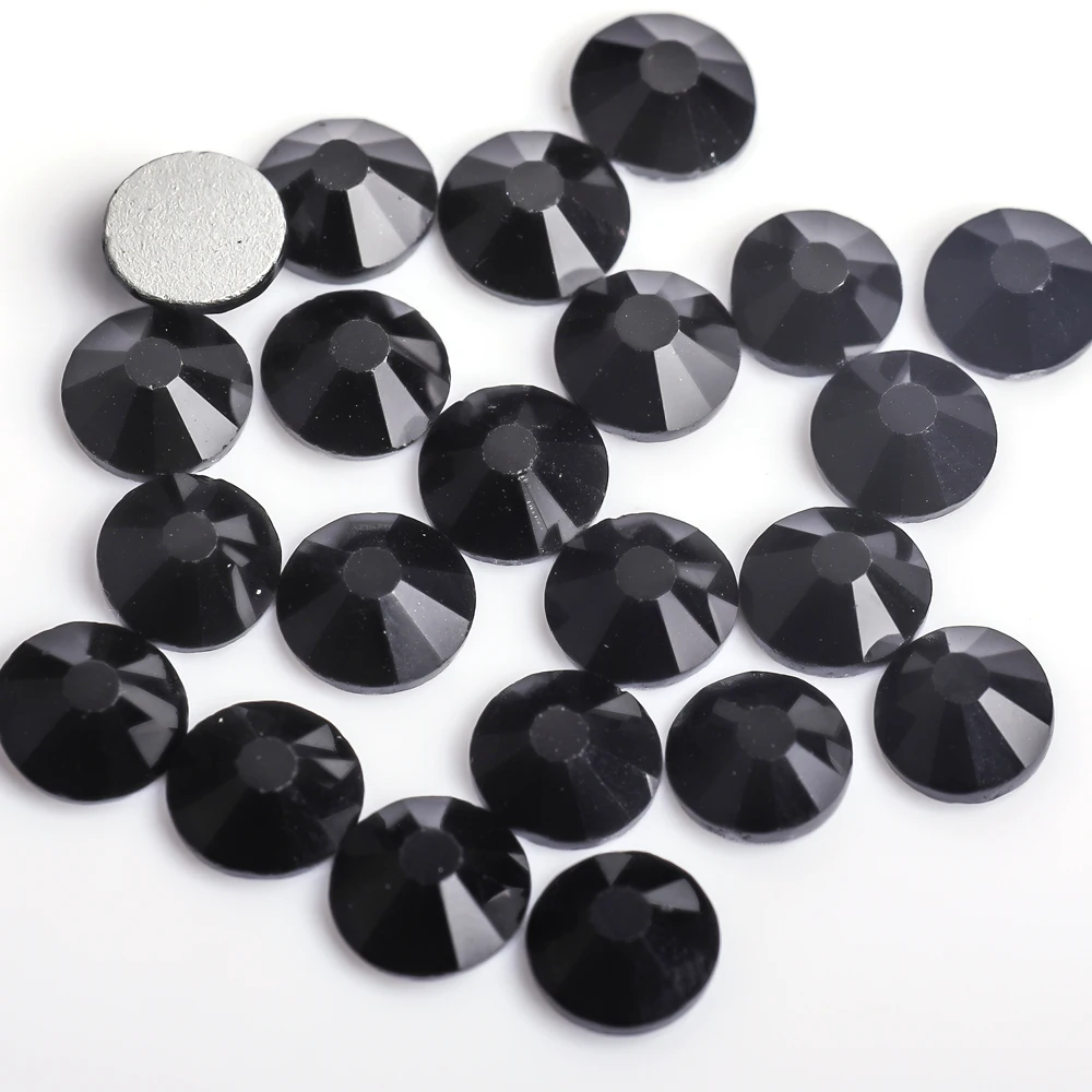 SS4-SS34 Jet/Black Crystal Glass Rhinestone for Nail Art Flatback Non Hotfix Glue on Rhinestones Strass Sewing & Fabric Garment