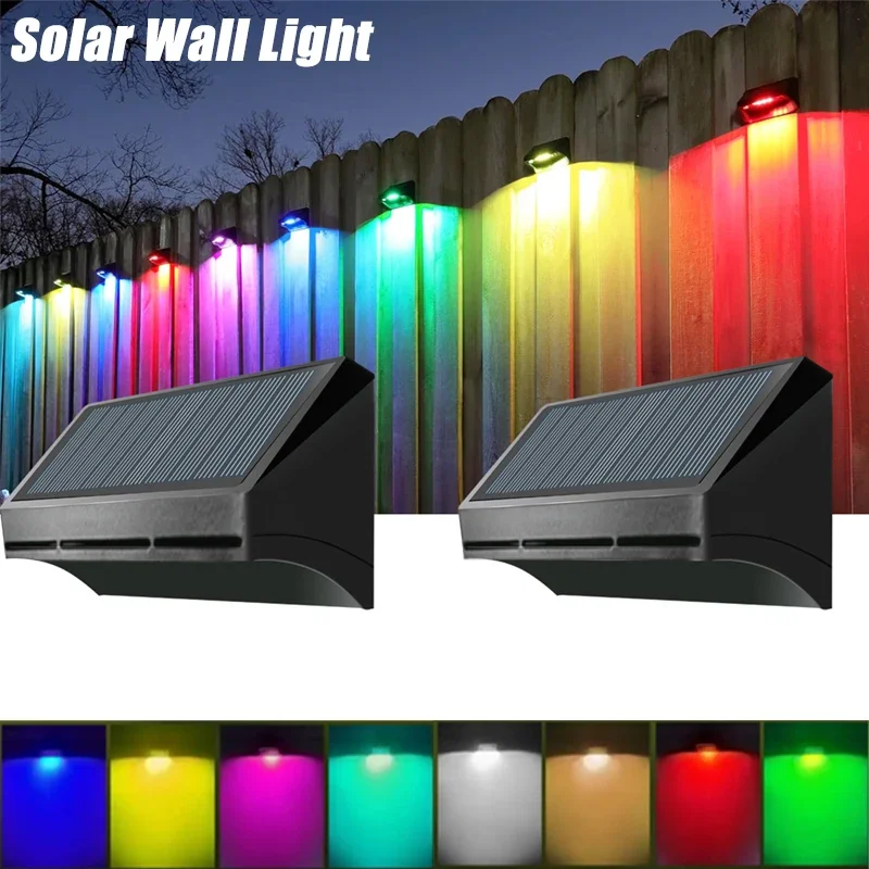 

2/4/6PCS RGB Solar Wall Light LED Fence Lights 4 Modes 8 Colors Outdoor Waterproof for Garden Courtyard Balcony Decoration Lamp