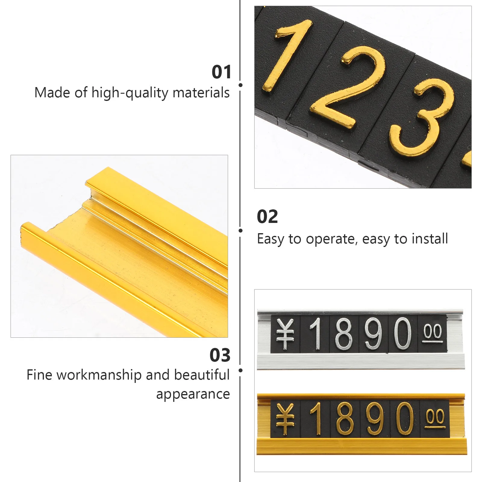 

10pcs Aluminum Alloy Price Tags Commodity Adhesive Display Sign For Vegetables Fruits Simple Design High-End Number Tags File