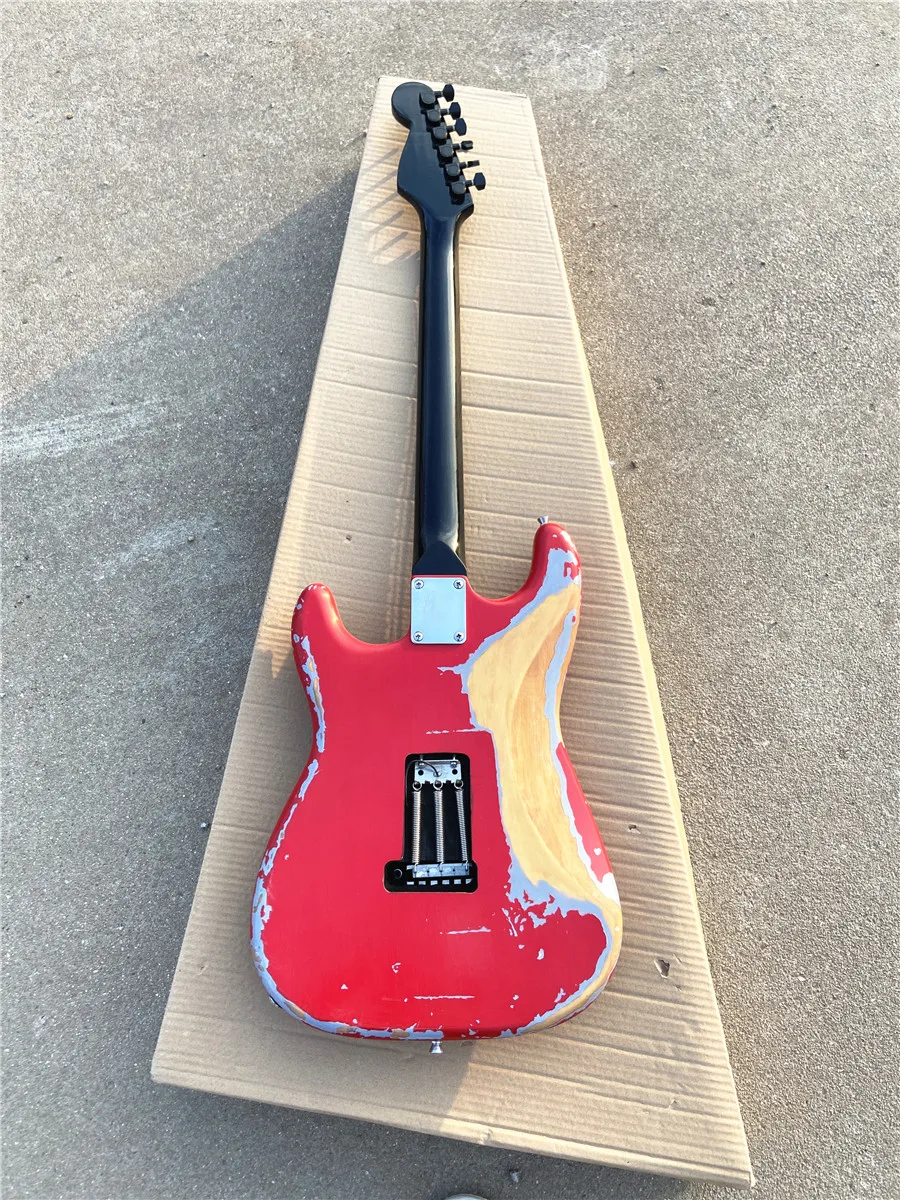 Custom version red made old double shake electric guitar single double pickup black guard plate free shipping