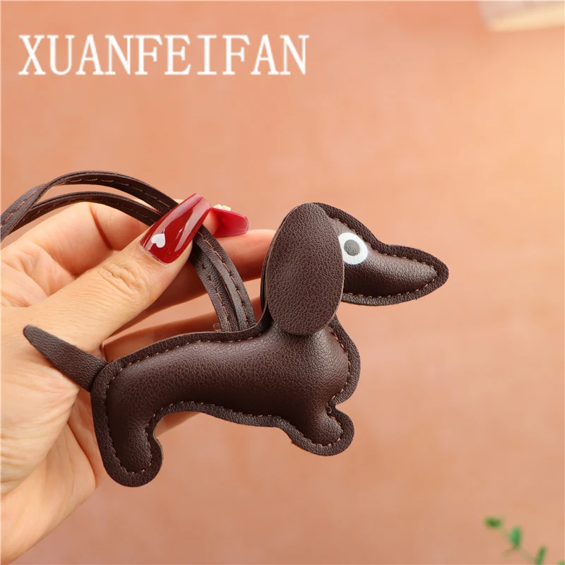 Creative Dachshund Bag Charm Niche Decorative Leather Pendant Cartoon Puppy Key Accessories Pendant