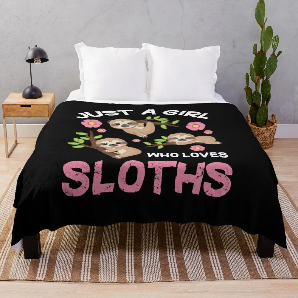 

Just A Girl Who Loves Sloths Set | Funny And Cute Sloth Throw Blanket Cute Blanket Thermal Blanket