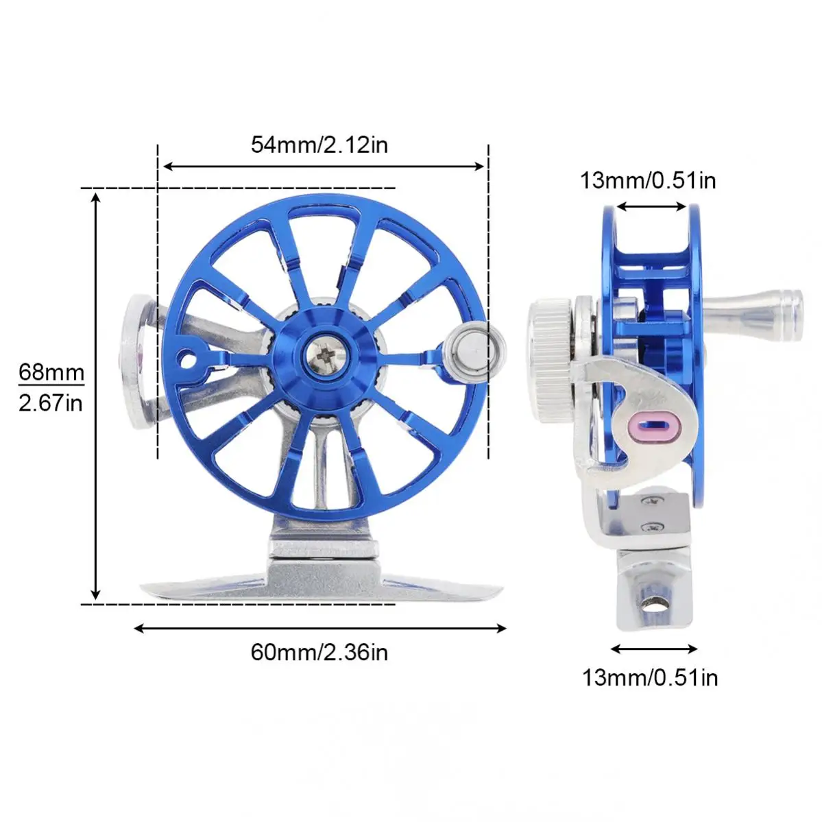 Full Metal Former Ice Fishing Reel Fly Fishing Wheel Ultra-Light 50g 5 Colors Optional Ultra Lightweight Design Metal Hollowing