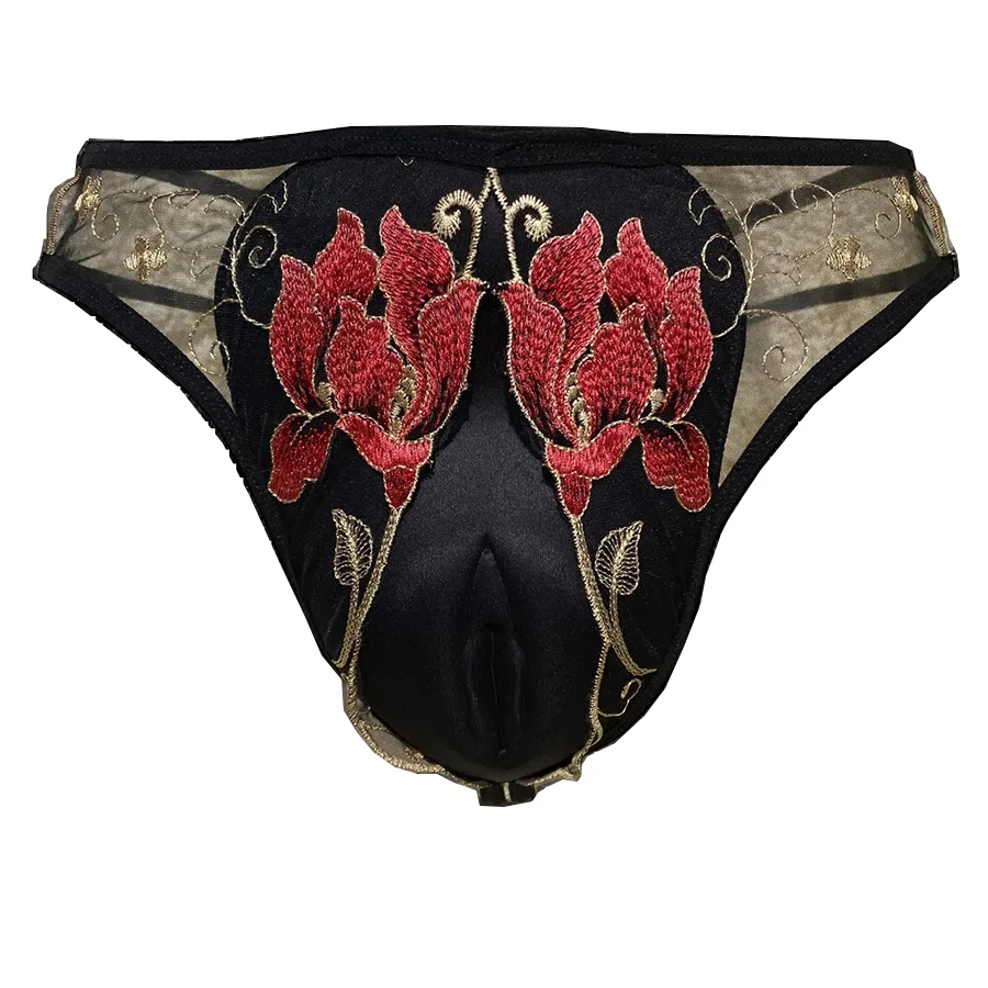 Lace Embroidery Control Panty Hiding Gaff Thong Drag Queen Underwear Transgender Crossdresser G-String Shemale Camel Toe Panties