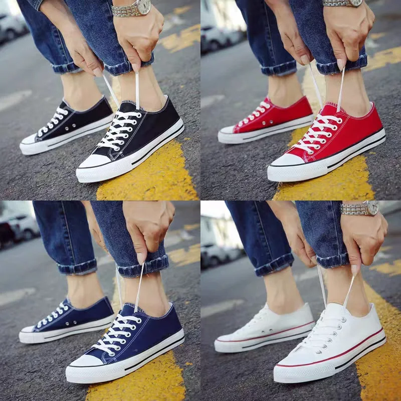 

Spring Autumn Men Plus-size Canvas Shoes Gent Low-top Casual Vulcanized Shoe Adult High-top Skate Shoe Soft-soled Casual Sneaker