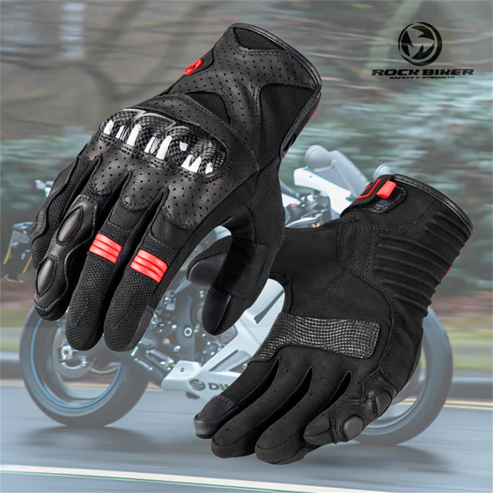 

Summer Motorcycle Gloves Men Breathable Hole Motocross Gloves Carbon Fiber Shell Motorbike Leather Gloves Off-road Racing Gloves