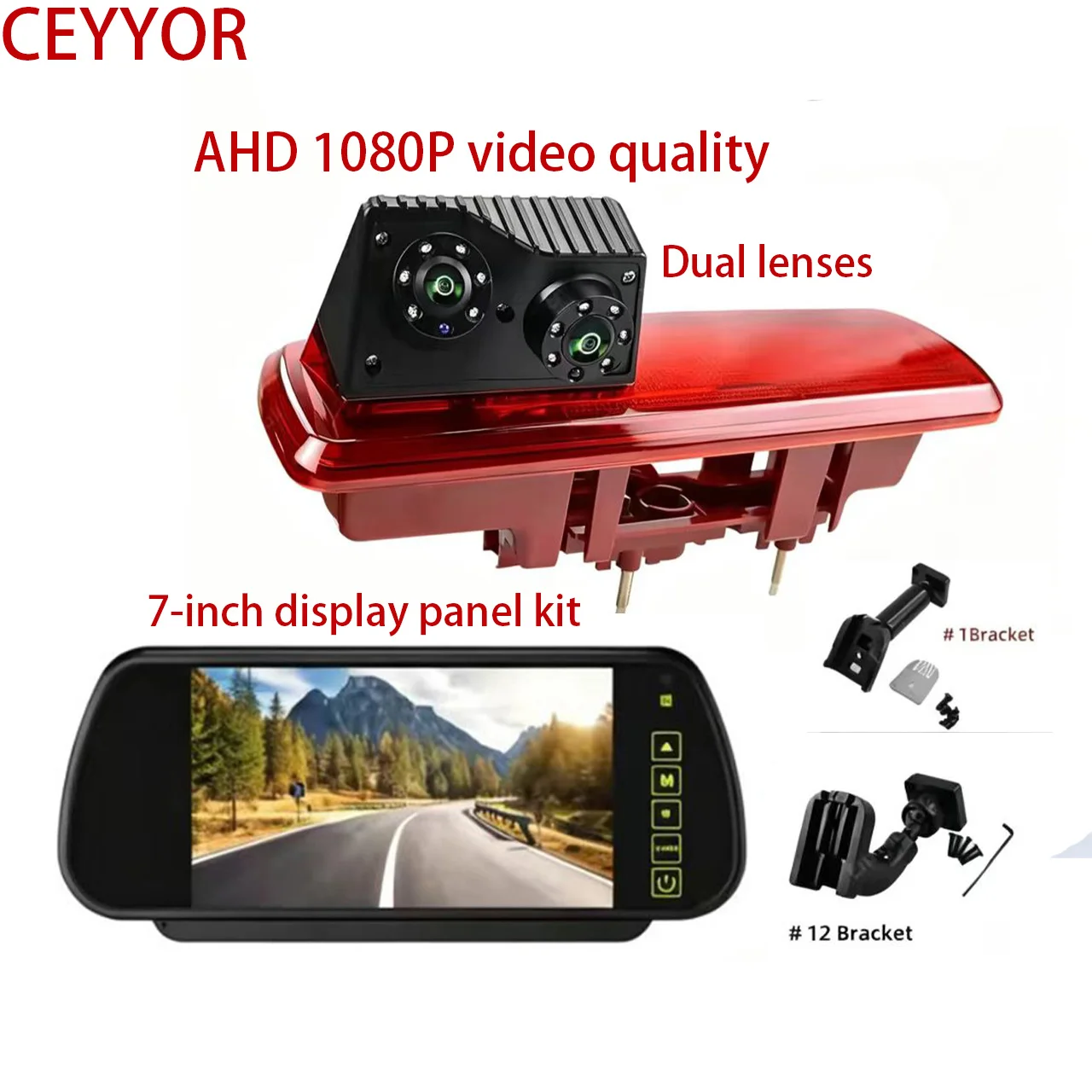 for Dual Lens Brake Light Reversing Camera Renault Trafic 3 (2014-Now),Vauxhall/Opel Vivaro Van with AHD1080P 7-inch display kit