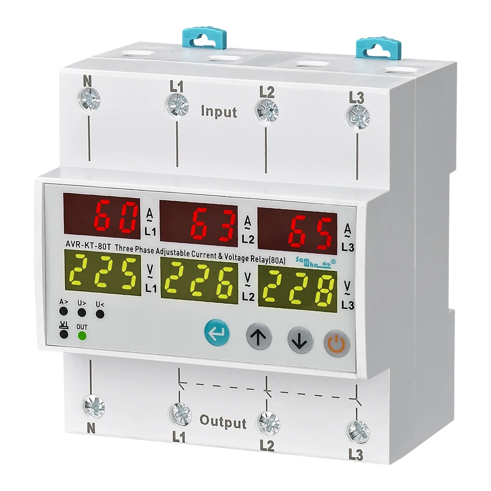 Samwha-Dsp AVR-KT-XXA 3x380V+Nuetral Key-Type Over-current And Voltage Protection Relay 63A,80A,100A