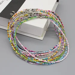 Simple Seed Beads Choker Korean Fashion Charm Colorful Handmade Pendant Necklace Women Jewelry Boho Beach Accessories
