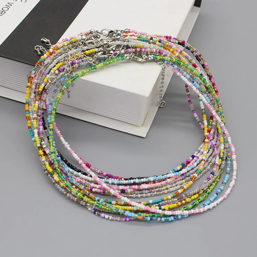 Simple Seed Beads Choker Korean Fashion Charm Colorful Handmade Pendant Necklace Women Jewelry Boho Beach Accessories