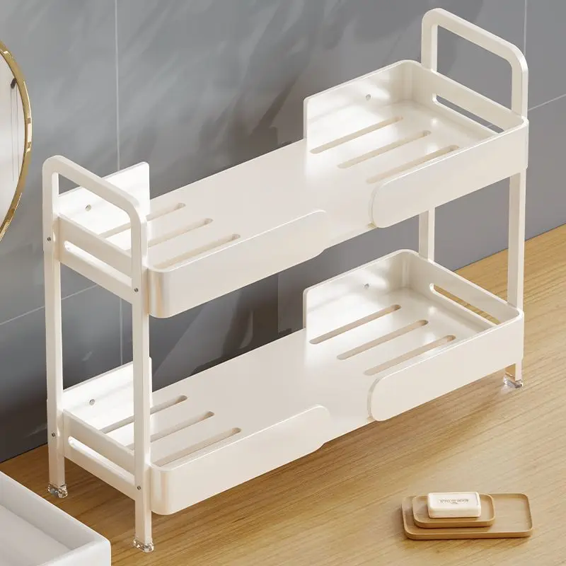 

Custom Bathroom Storage Rack Washroom Sink Organizer Storage Rack Toiletries and Skincare Products