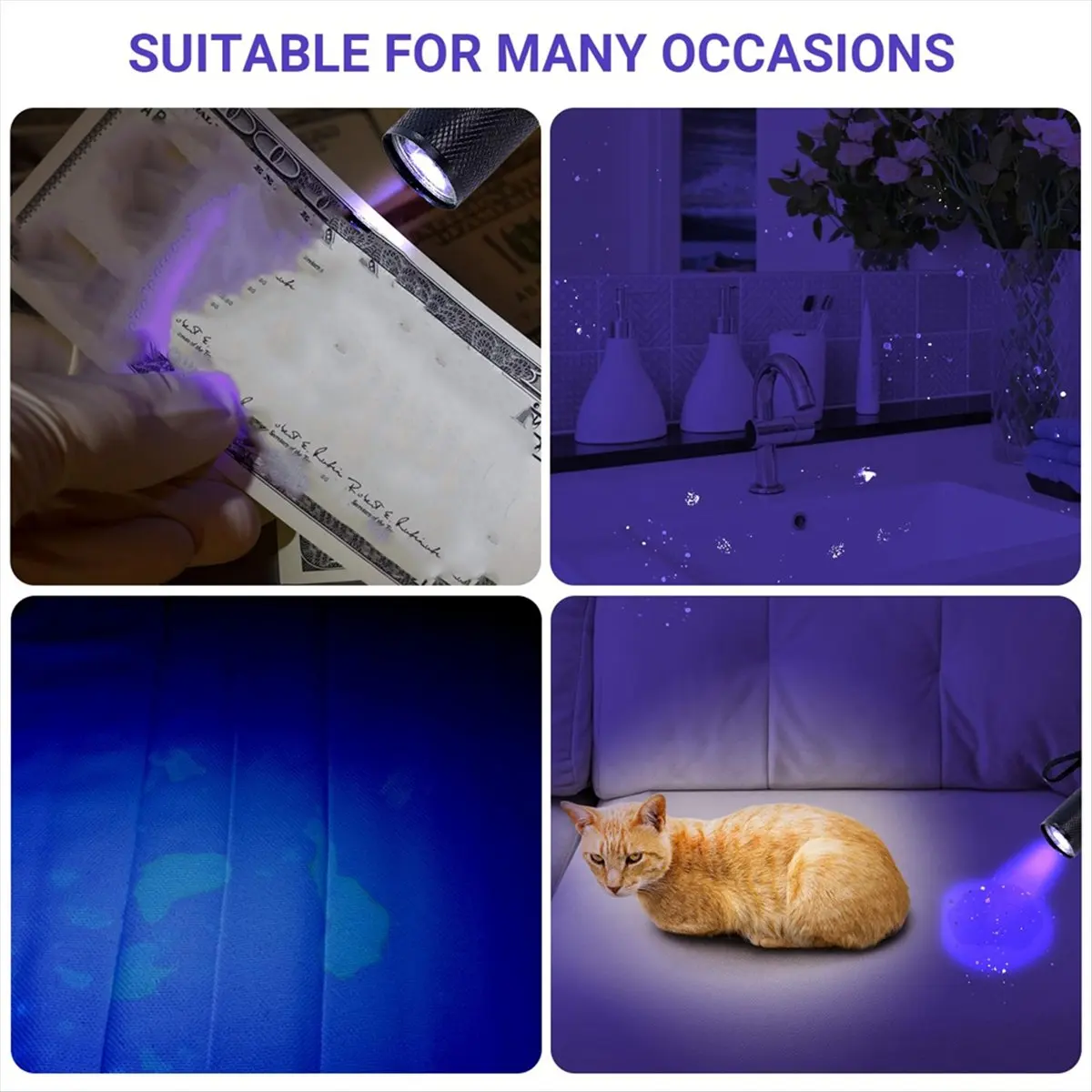 A73P  Light Flashlight for Pet Urine Detection, Portable UV 395 Nm Light Torch, Mini LED Detector