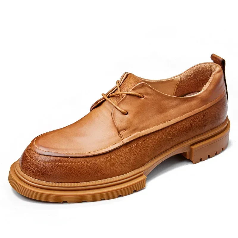 

Increased Men's Shoes Genuine Leather Luxury Brogue Wedding Party Formal Black Shoes for Men Flats Derby Shoes Soft Moccasins