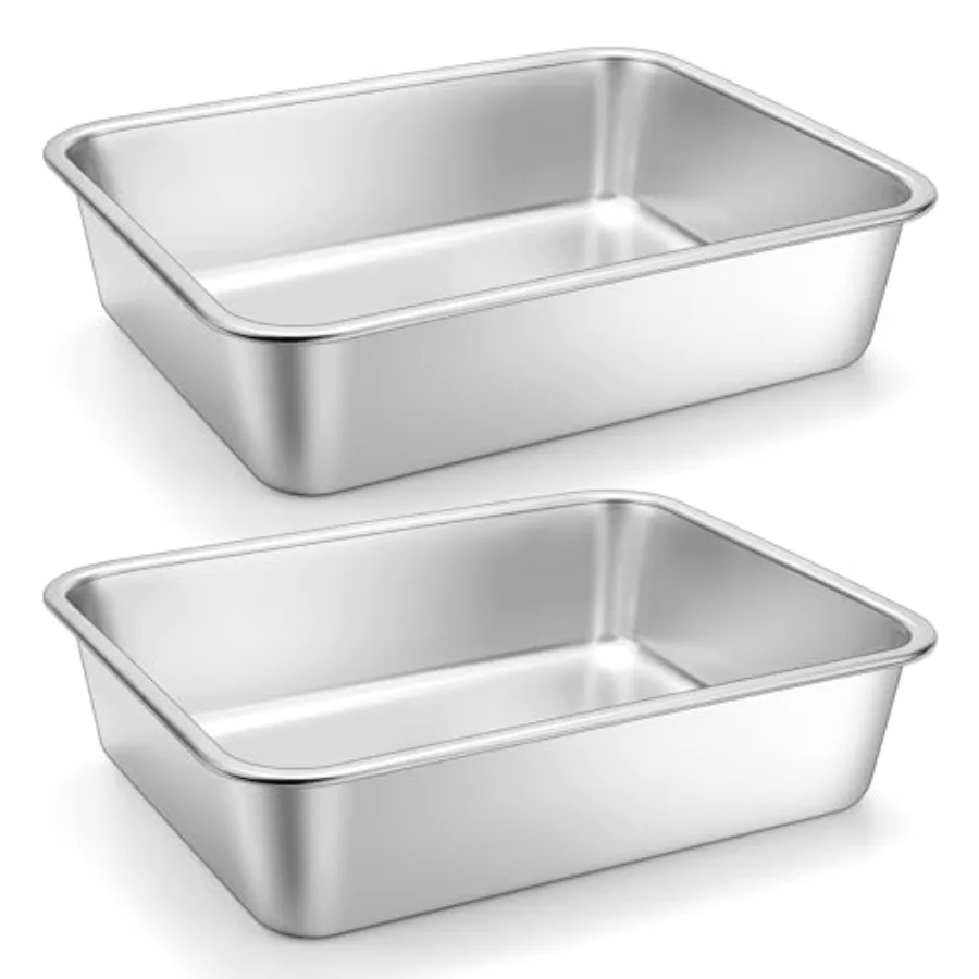 

2 Pack Lasagna Pan 3 Inch Deep 9x13 Stainless Steel Large Baking Dish Tray for Oven Thick Metal Roasting Pan for Casserole Brow