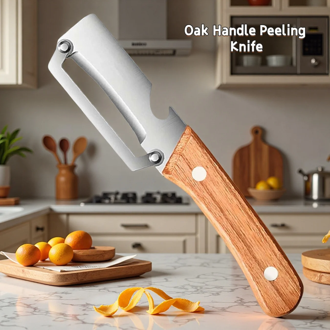 Pelador de acero inoxidable con mango de madera de roble, cuchillo pelador, rallador, raspador de escamas de pescado, pelador especial para ensaladas y frutas, 1/2/3/5 piezas