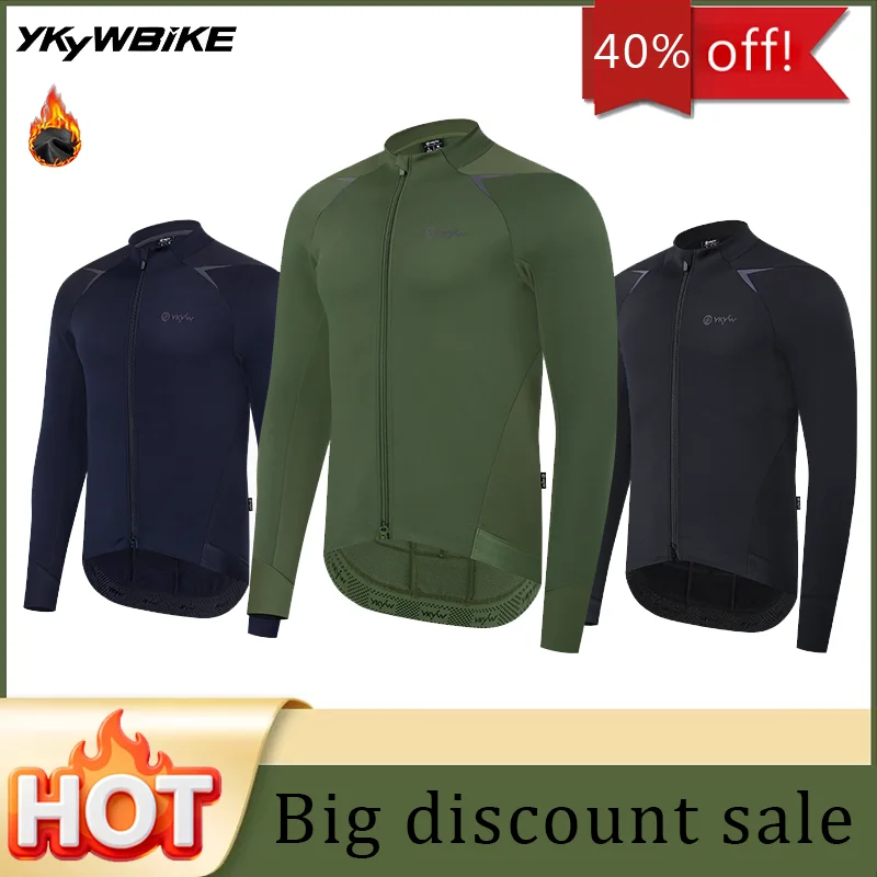 YKYWBIKE Men's Cycling Jacket Core Waterproof Windproof Bicycle Jacket  Reflective  Winter Jacket Thermal Road Bike Clothing