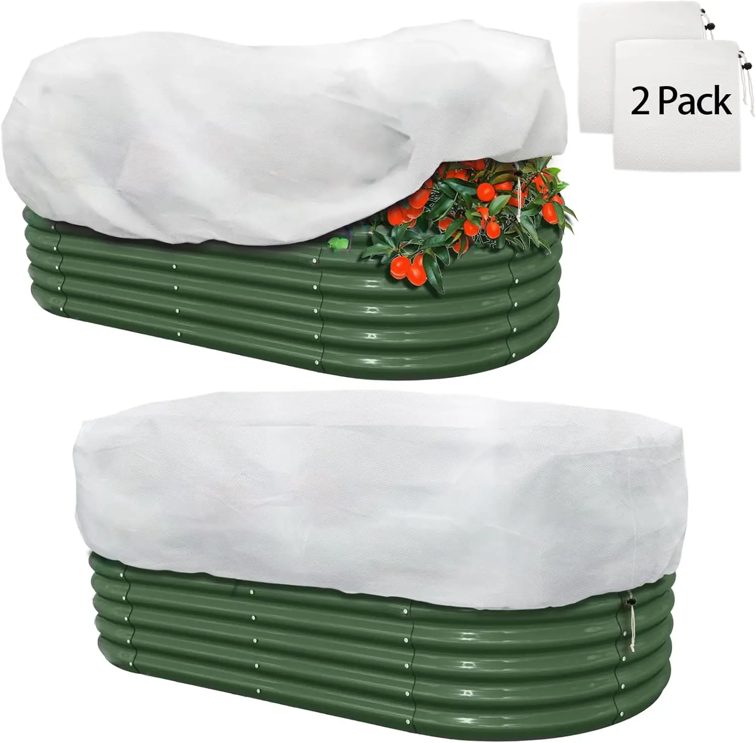 

Plant Covers Freeze Protection, 2 Pack 6.1 x 3 x 1.6 ft Rectangular Raised Garden Bed Cover with Drawstring, 2.47oz/yd²