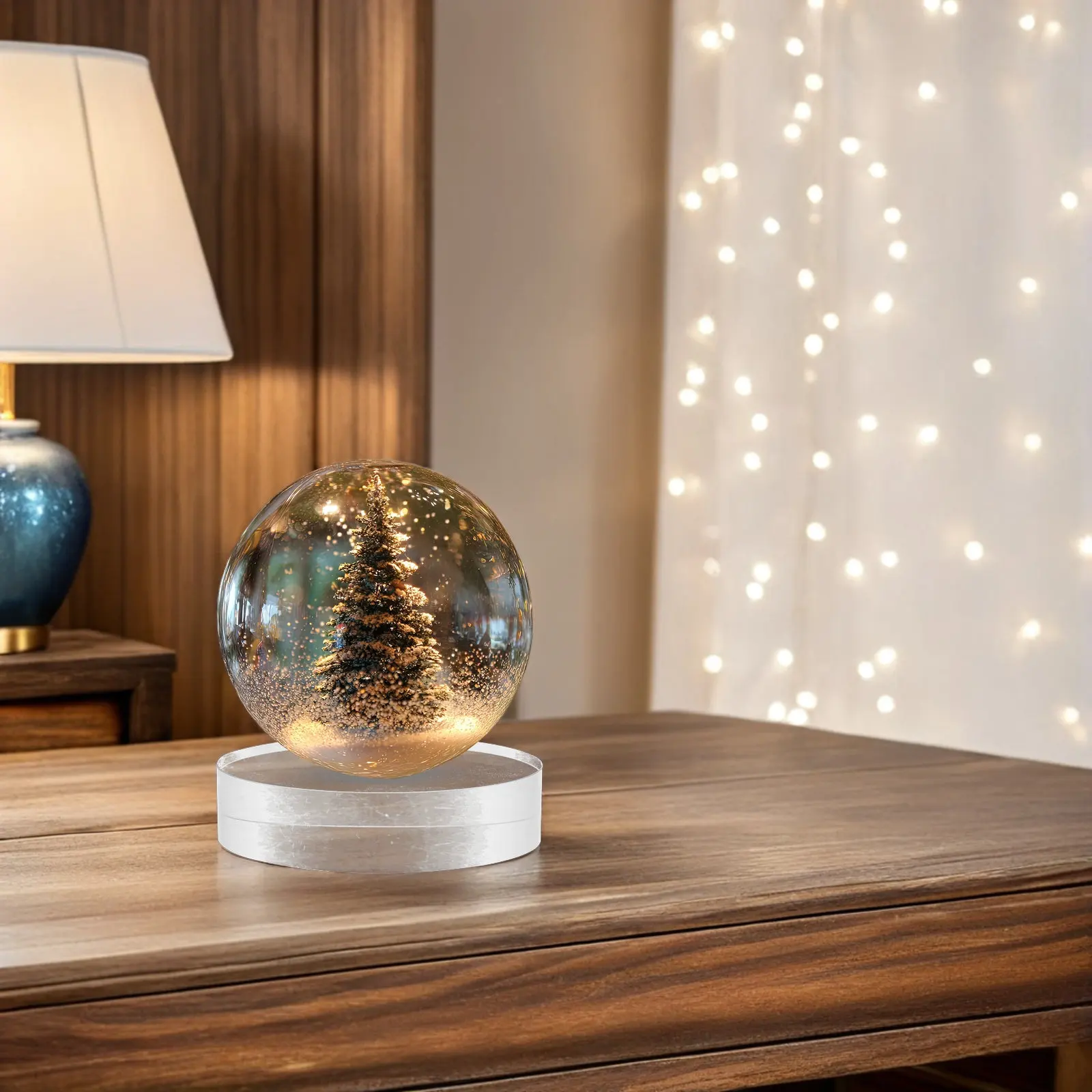 2Pcs Round Crystal Glass Paperweight Clear Decorative Block Stable Glass Desktop Ornament Book Weight for Office Craft