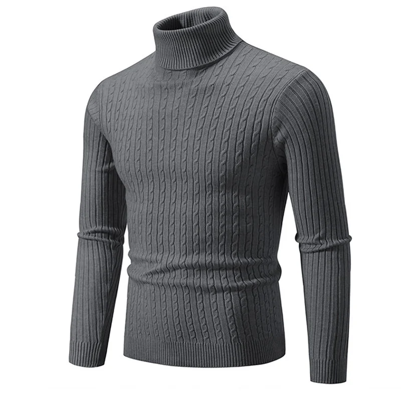 Winter High Neck Dicke Warme Pullover Männer Rollkragen Marke Herren Pullover Slim Fit Pullover Männer Strickwaren Männlichen Doppel Kragen – Detail 20