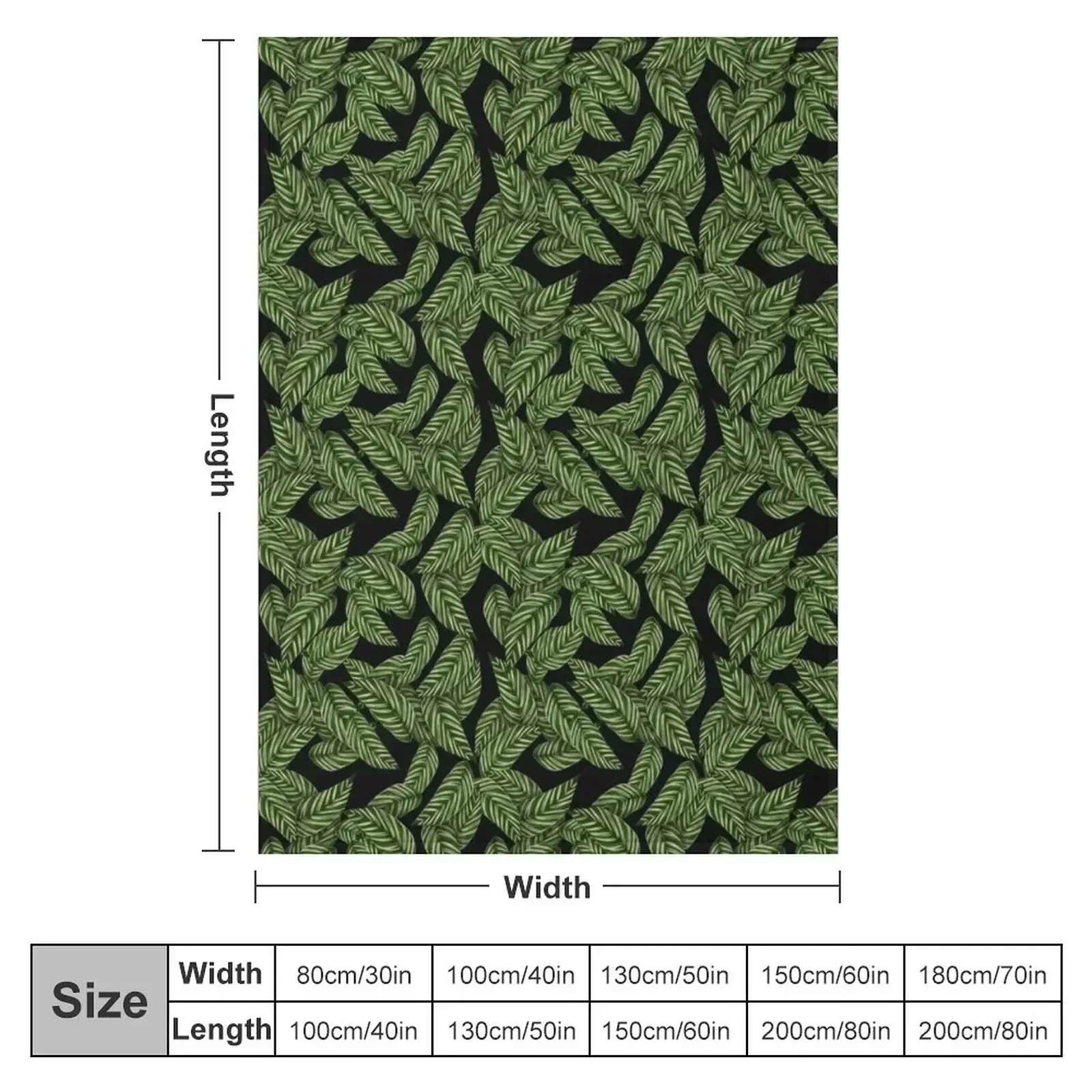 Dark Green Leaf Pattern Throw Blanket Custom Blankets For Sofas Blankets