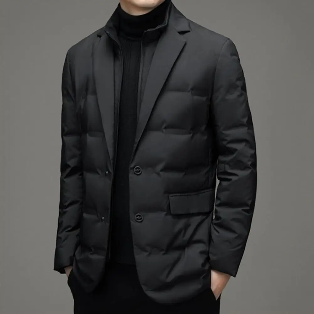 Winter Men\'s Coldproof Windproof Down Jacket Suit Scarf Collar Simple Down Jacket Male Clothing
