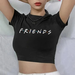 hubery-m Friends Tv Show T Shirt Women Graphic Best Friends Funny Cartoon T-shirt Korean Style Tshirt Vintage Crop Top Female