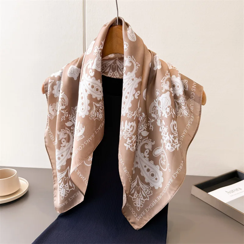 

70cm Satin Scarf Luxury Designer Hair Paisley Print Head Large Handkerchief Hijab Shawl Women Bandanna Foulard Muffler Wrap
