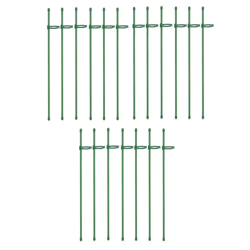 植物支柱-グリーン-調節可能-ガーデン-シングルステム-植物サポートステーク、19本入り-植物サポートスティック-リング付き-室内用