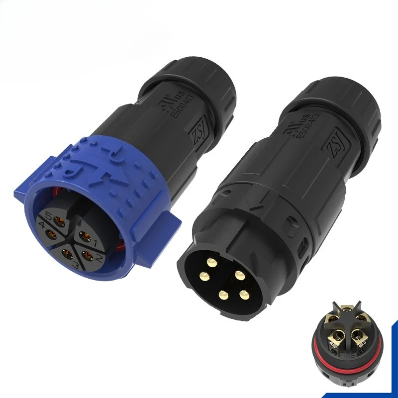 Waterproof M19 Self-locking Cable Connector Outdoor IP68 2 3 4 5 7 8 Pin Aviation Plug 20A Male Female Docking Power Connectors