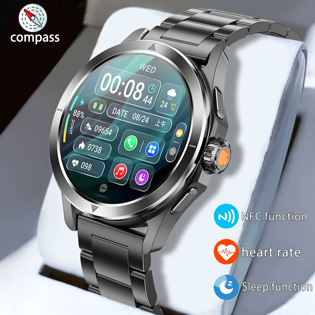 GEJIAN new 1.53-inch high-definition screen 5.0 Bluetooth call with compass function and heart rate monitoring smartwatch