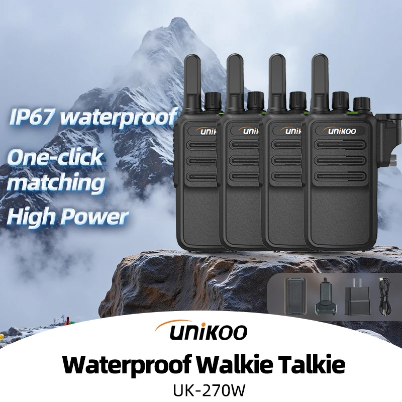 

4PCS UNIKOO UK270W 5000mAh Walkie Talkie Long Range Communication Radio Walkie-talkie IP67 Waterproof Durable FM Two Way Radios