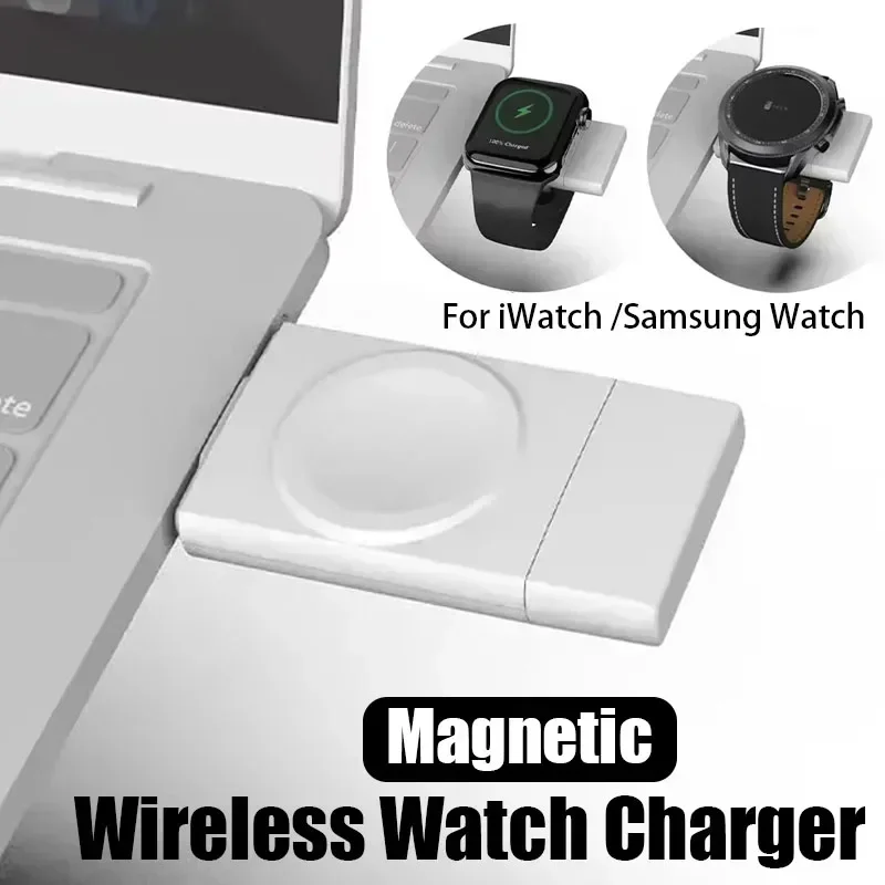 

2 In 1 Magnetic Watch Wireless Charger for Samsung Apple Watch Galaxy 8/7/6/5/4 Active IWatch 9 8 7 6 SE Fast Charging Station