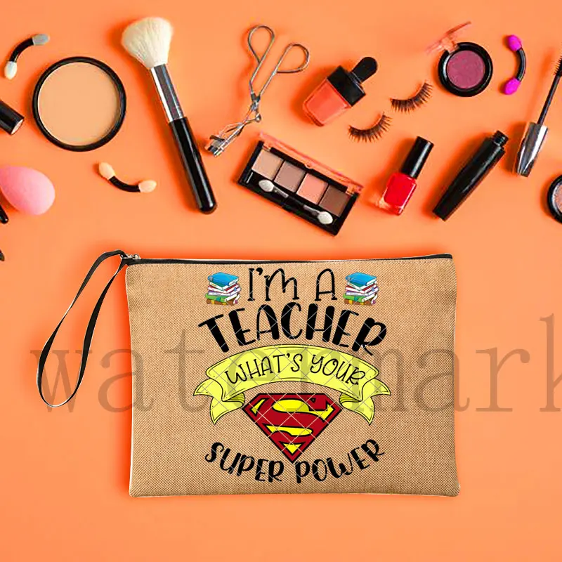 Women Makeup bag Cosmetic Bag Teacher Pouch I'm a teacher Teacher's Storage Bag Cosmetic Purse Zipper Pouches Gift for Teacher