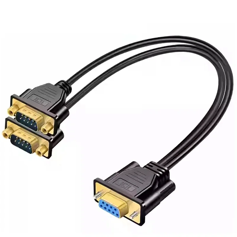 DB9 9Pin Rs232 Data Y Cable 1 Male To 2 Female Cord For Cash Register POS Display Serial Cable Splitter Directly Connected COM