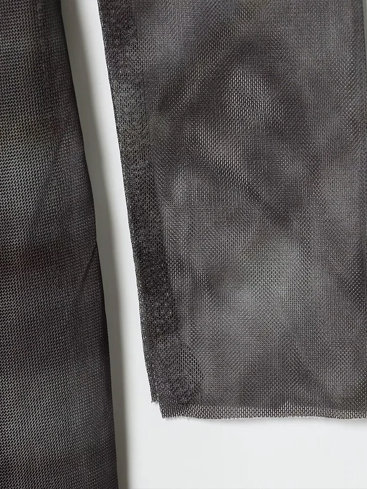 النمط الأوروبي والأمريكي الخريف موضة جديدة الملابس النسائية غير النظامية مطوي مزاجه سليم فستان منقوش من التول #6