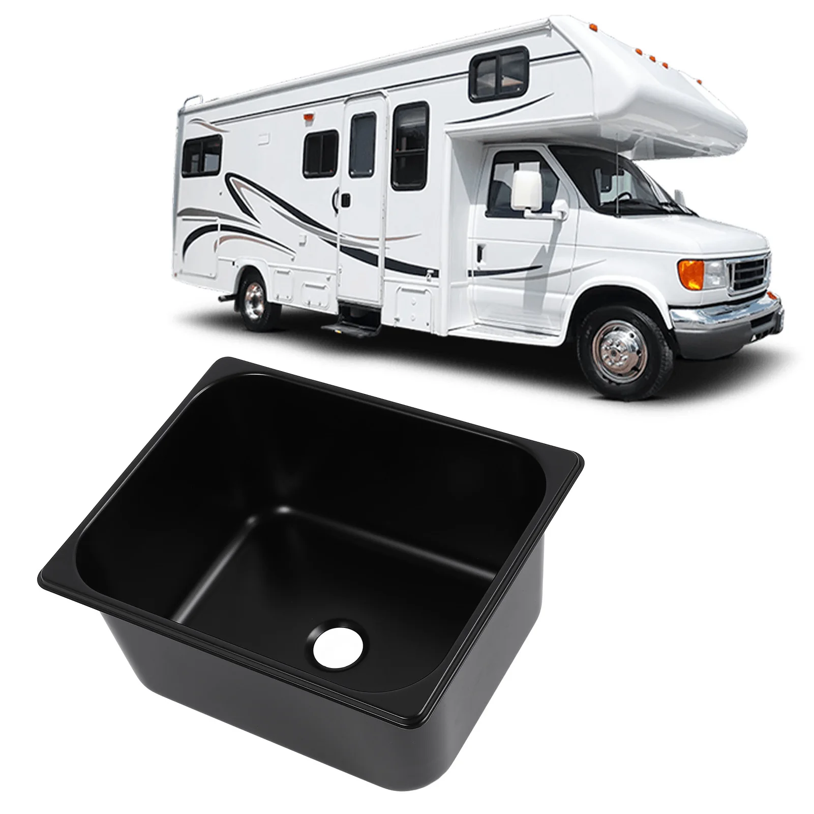 

RV Wash Basin Sink 320×260×150mm Scratch Resistant Deformation Proof Embedded Installation RV Bathroom Sink for Food Truck