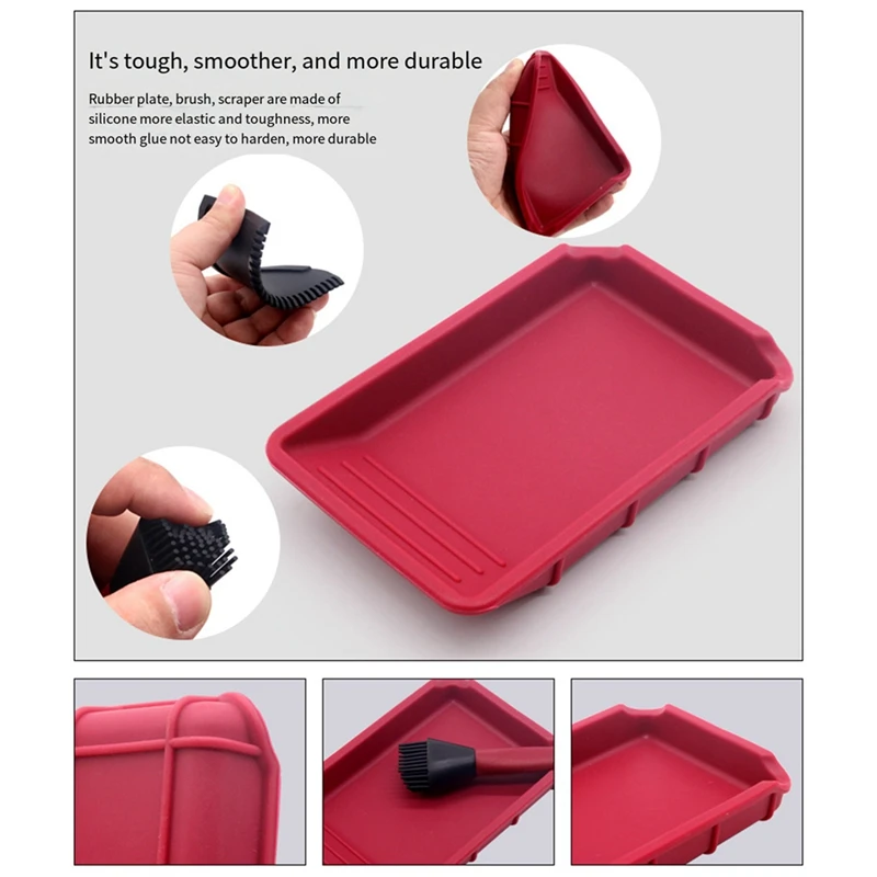 4-Piece Woodworking Tools Multifunctional Soft Silicone Wood Glue Tray Thin Non-Slip Flat Scraper DIY Crafts