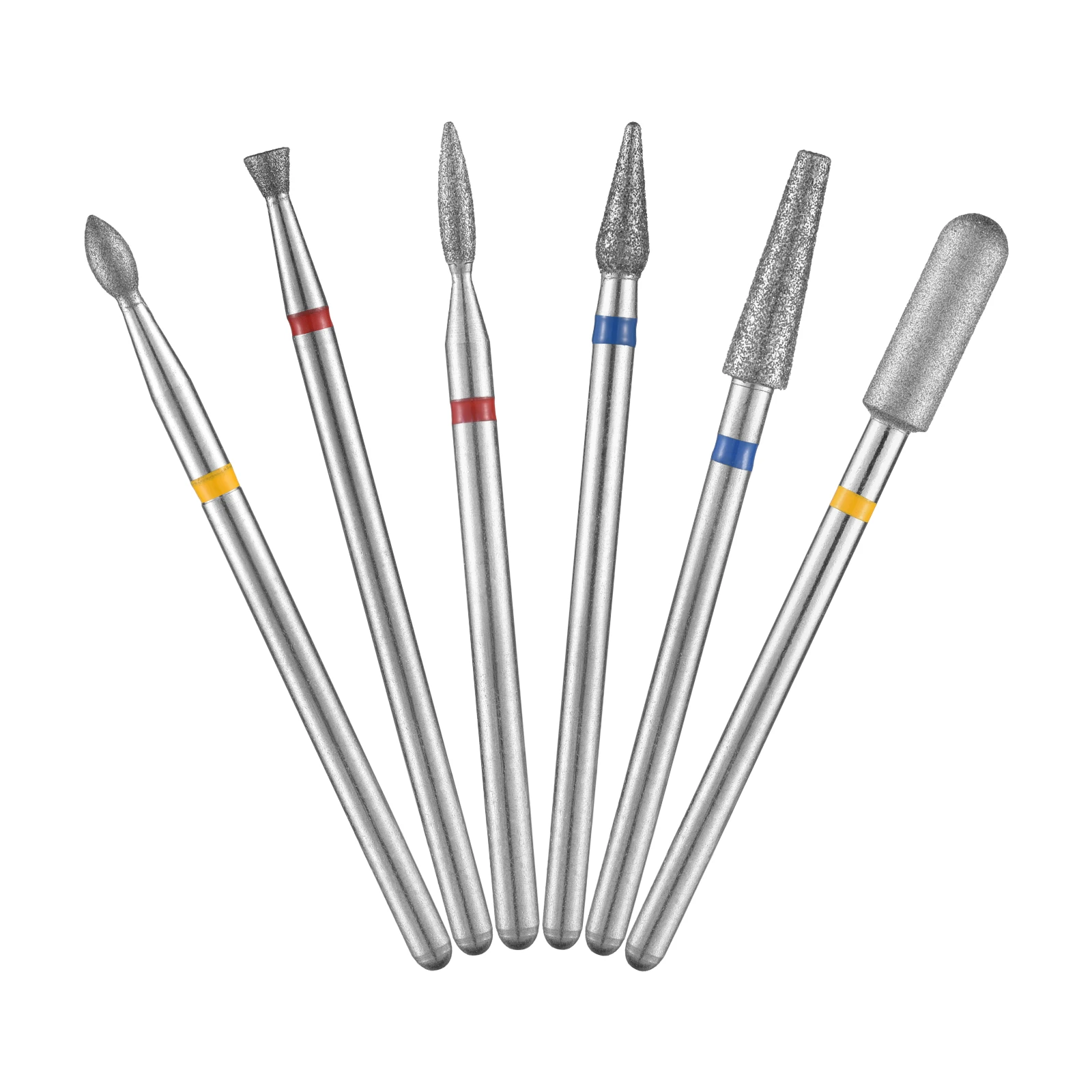 6Pc Diamond Nail Drill Bit Set for Prep 2.35MM Electric Milling Cutters For Manicure Pedicure Cuticle Clean Drill Accessory