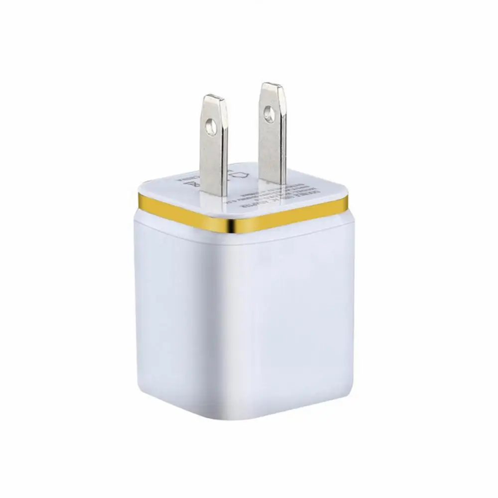 Portable 5V 2.1A Dual USB Ports Color Edge Quick Charging Wall Charger Electroplating Phone Power Adapter Travel Charging Head