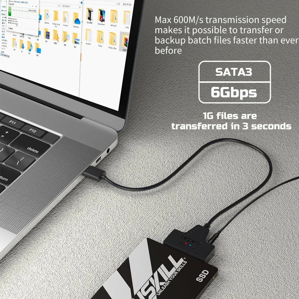 Adapter USB 3.0 na SATA/Type-C Kabel Sata 2,5/3,5-calowy dysk twardy SSD HDD SATA III z zasilaczem 12V/2A