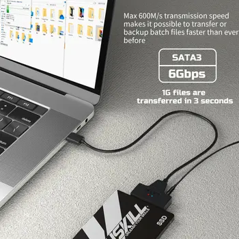 Adaptér USB 3.0 na SATA/Type-C, Sata kabel 2,5/3,5 palce, SSD, HDD, SATA III pevný disk s 12V/2A napájecím adaptérem 10 nejlepší prodej adaptér SATA USB s napájecím zdrojem - №5