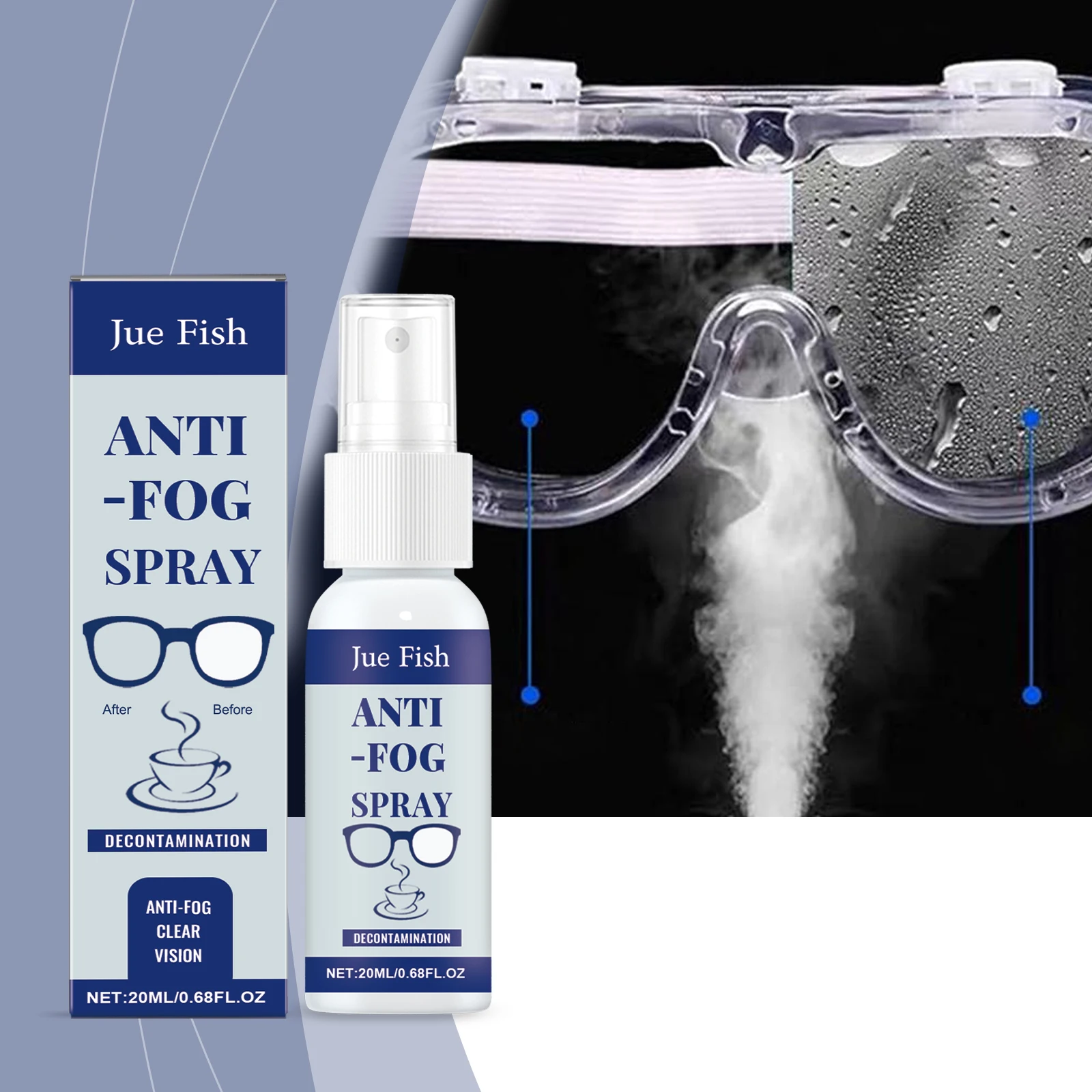 Líquido de limpieza de gafas antiniebla, limpiador de gafas en aerosol, elimina arañazos y huellas dactilares, desempañador de polvo para lentes de sol, 20ml